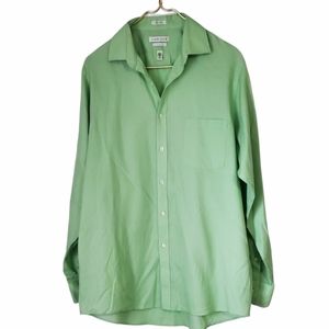 Van Heusen Long Sleeve Mens Light Green Front Button Up Shirt